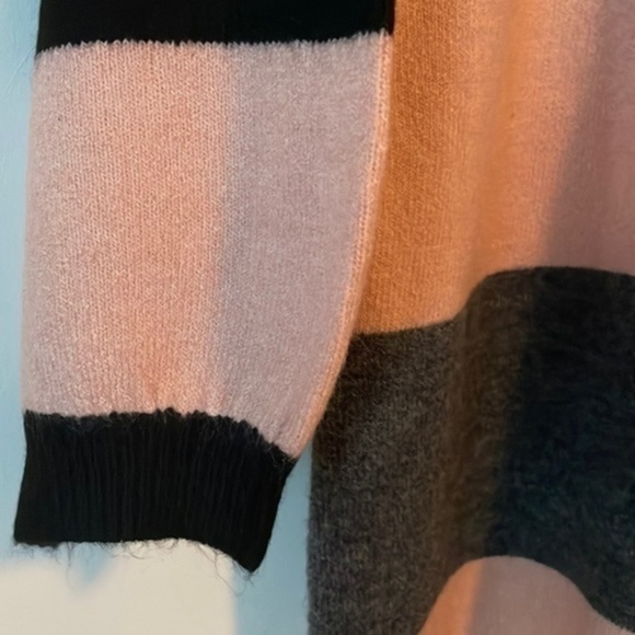 Andree by Unit Canal Ride Stripe Pink Gray Small Long Sleeve Mini Sweater Dress - Picture 11 of 13